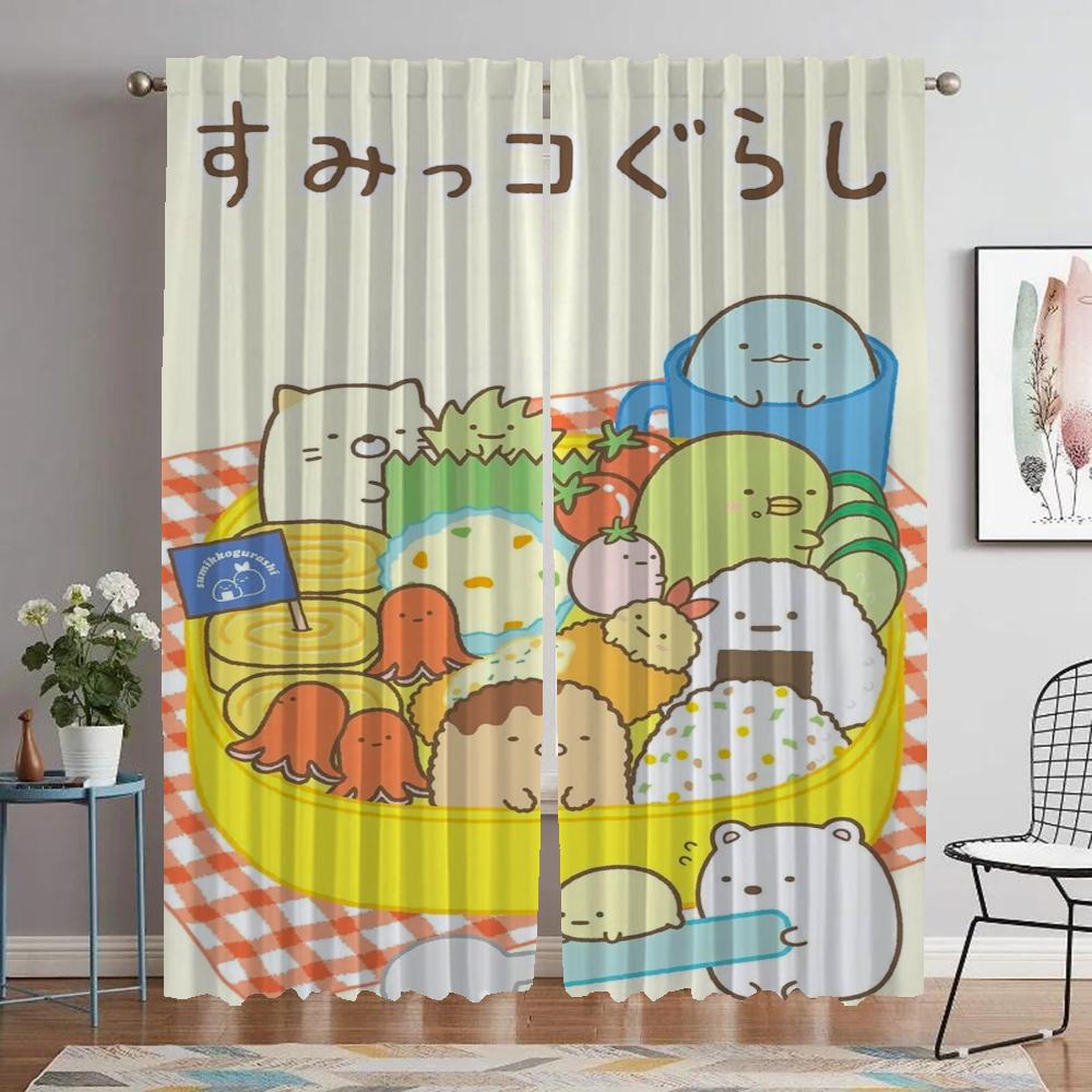 Anti-mosquito Curtains for Living Room Sumikko Gurashi Partition Home Interior Curtains 2 Pieces Blackout Curtain Shades Kitchen