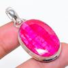 Kashmir Red Ruby (Simulated)Gemstone 925 Sterling Silver Jewelry Pendant 1.85" AP-14099