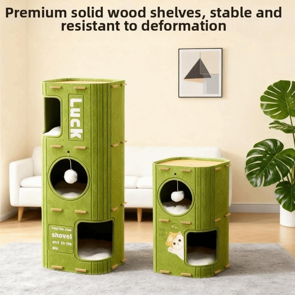 All-in-one Cat Castle House with Holes Cat Scratching Board Bed Winter Cat House Pet House