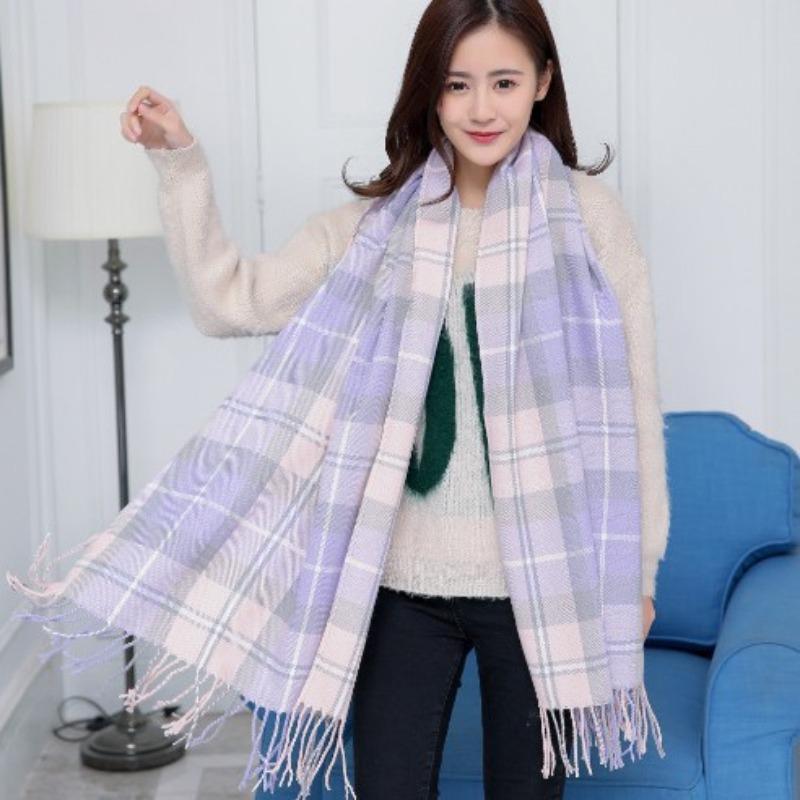 Autumn and winter scarf women's casual versatile plaid shawl dual-purpose long thickened warm student scarf plaid