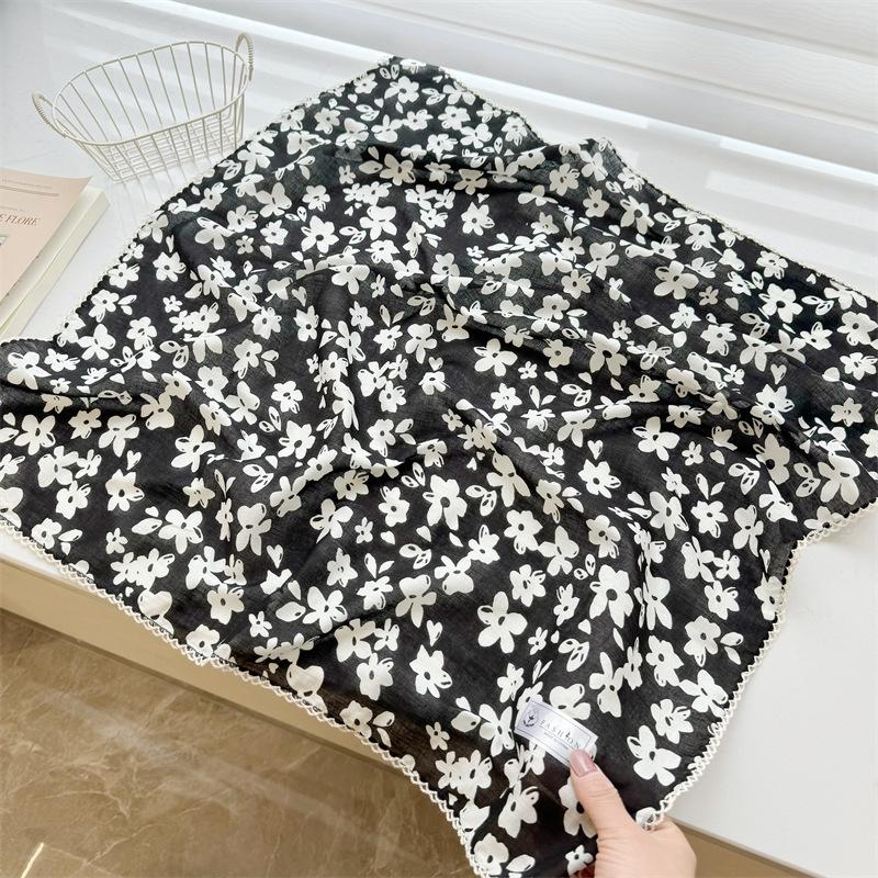 Square Scarf Women High Quality Bandana Female Headkerchief cotton linen Feeling Neckerchief Hijab Shawl Warps Summer Scarves