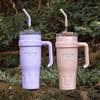 Multi-Purpose Portable Drinkware: Office & Outdoor Coffee/Water Cup with Straw and Handle.