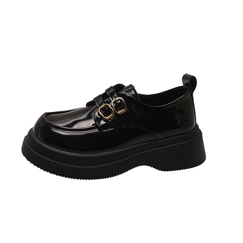 

Женские коричневые кожаные туфли на массивном каблуке в стиле ретро 2024 года - Французский/британский стиль, идеально подходят для осени и юбок 35