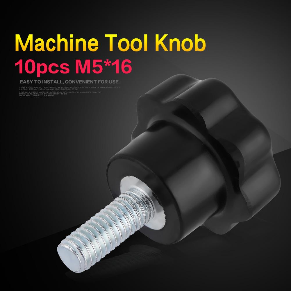 10 Stück M5*16 Kunststoff Sternförmiger Kopf Drehknopf Griff Schraube Werkzeugmaschinen Zubehör Set Schwarz