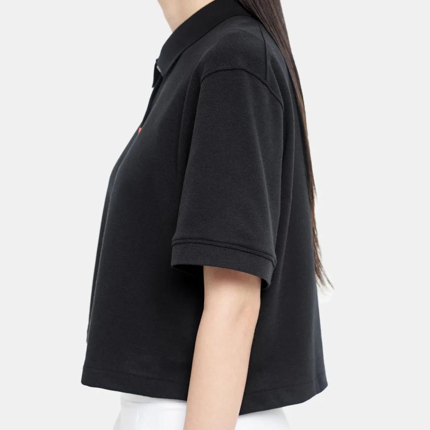 Nike Solid Color Collar Short Sleeve Polo Shirt Women Tops Black DC3427-010