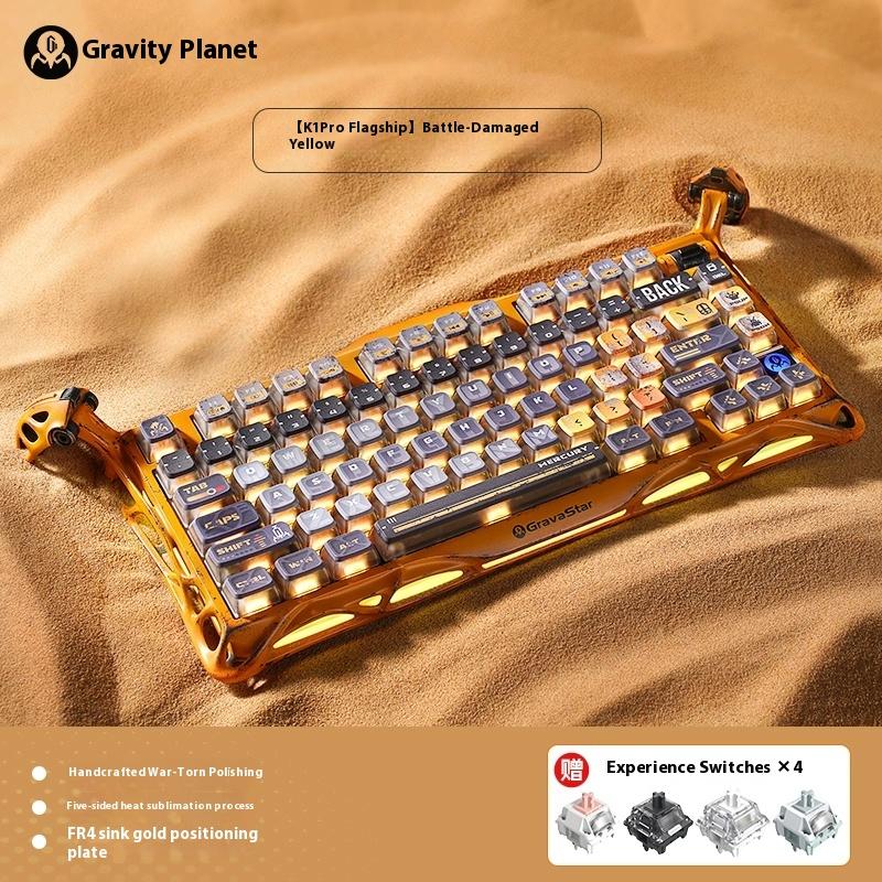 Gravity Planet 75k1pro Mekanik Klavye Kablosuz Oyun Esports Profesyoneli Alüminyum Özelleştirme Bilgisayar Çevre Birimleri
