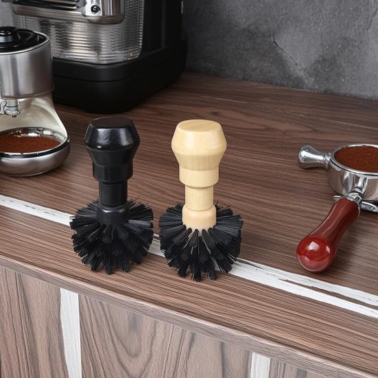 High-density Bristle Portafilter Brush Coffee Machine Basket Cleaning Brush, Soft with Hard Grinder Wood Handle Corner Espresso Tool Handheld