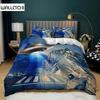 Spacecraft Duvet Cover Set King Microfiber Science Fiction Spaceship Bedding Set Snow Mountain Astronaut Spaceship Quilt Cover