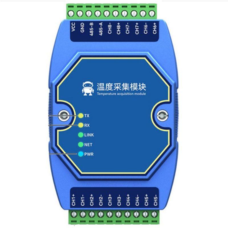

A84E-8 Way Temperature Acquisition Module Modbus RS485 PT100 RTD Gateway Watchdog DNS Industrial синій