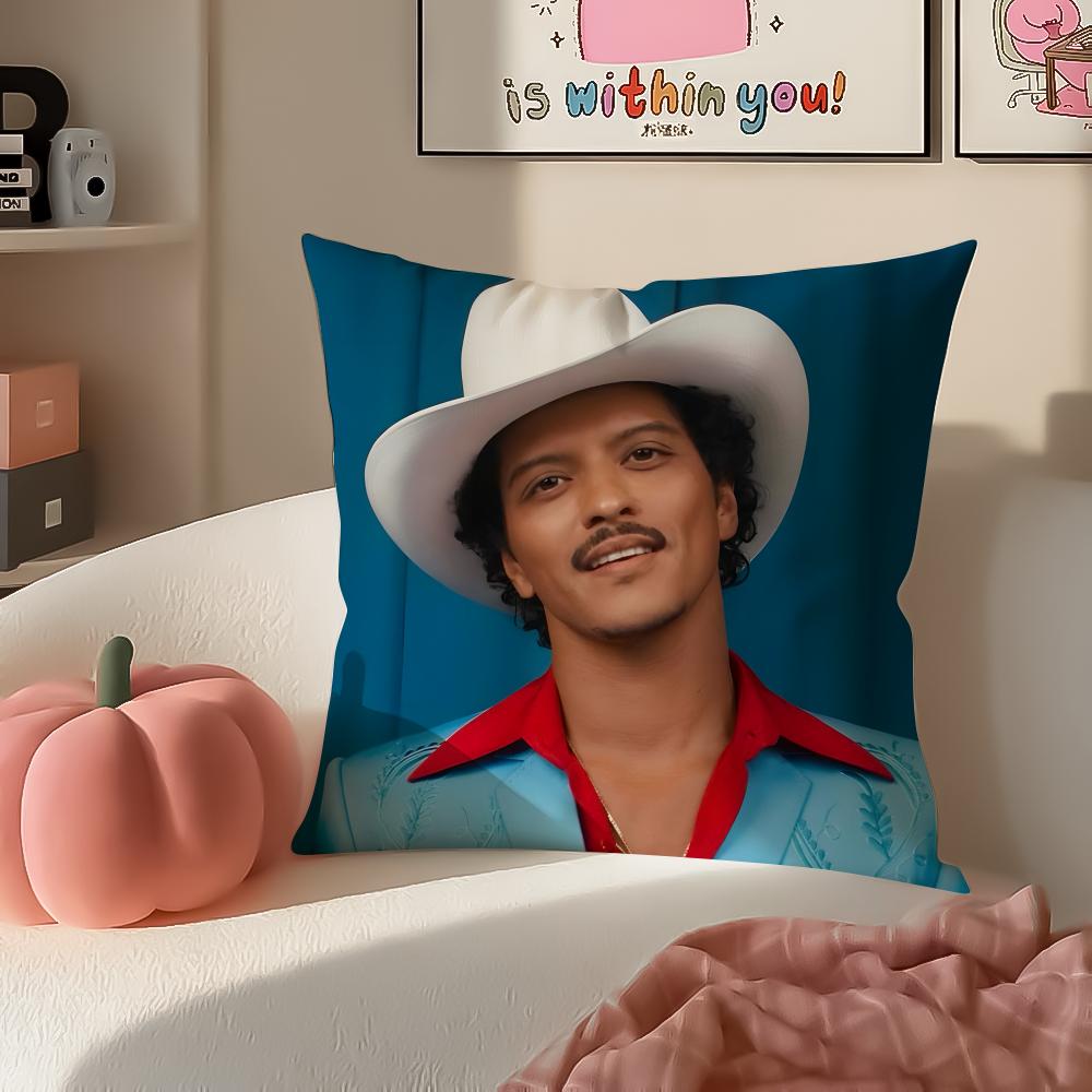Classic Pop American Singer BBruno Mars Cushion Cover Pillowcase Short Plush Invisible zipper Room Sofa Cushion Cover