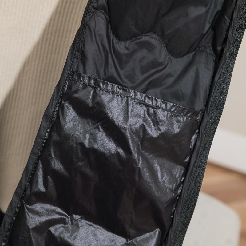 2025 Automne/Hiver Grande Taille Léger Long Au-Dessus du Genou Veste Sans Manches à Capuche en Duvet de Canard Blanc avec Motif Ondulé