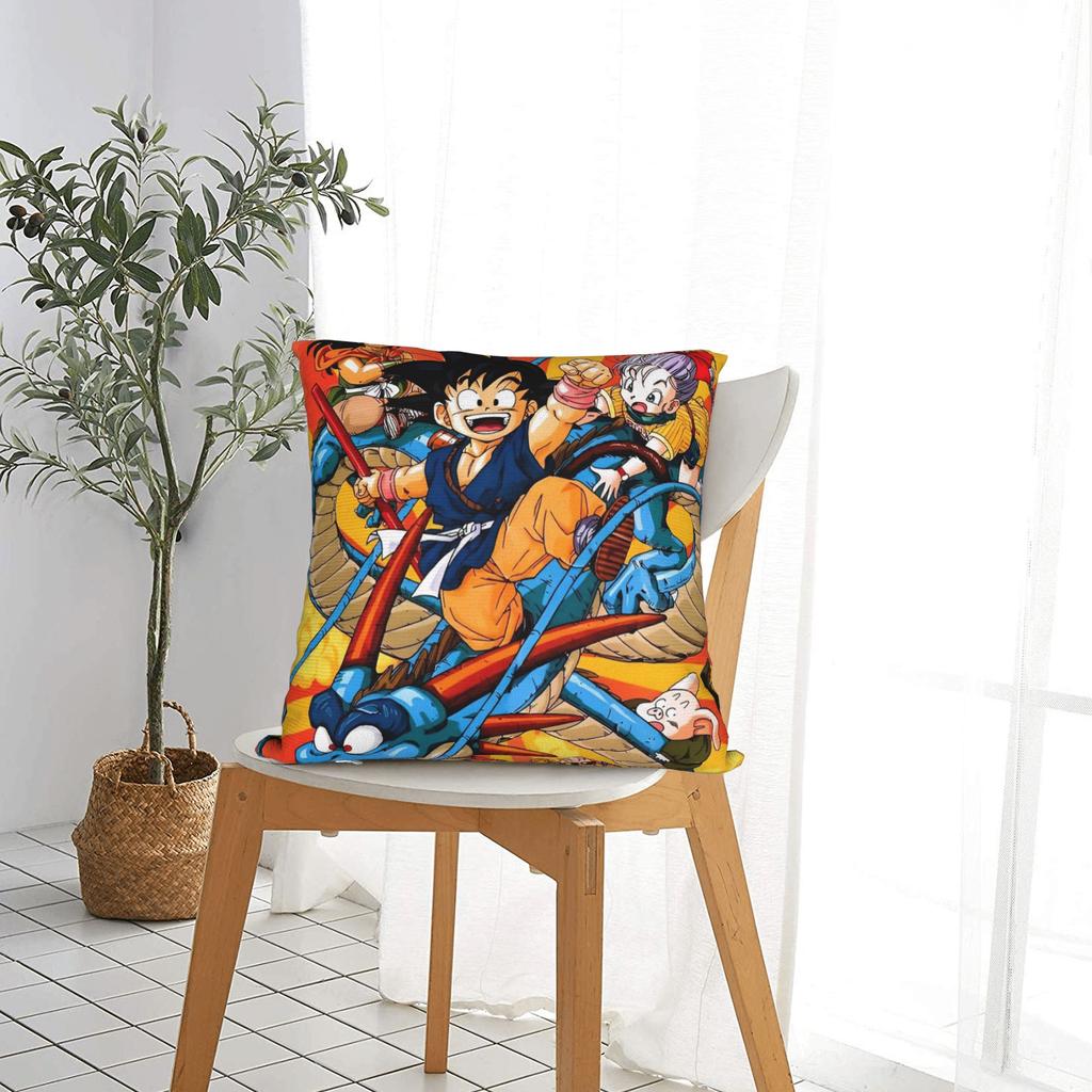 Goku Dragon Ball Square Pillow Case Anime Manga Cushion Cover Vintage Zipper Decorative Pillowcase for Home 45x45cm