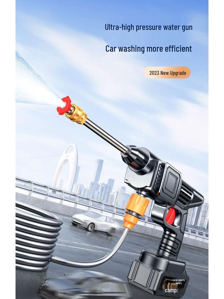 Portable Cordless High-Pressure Car Washer - Lithium Battery Powered Cleaning Machine