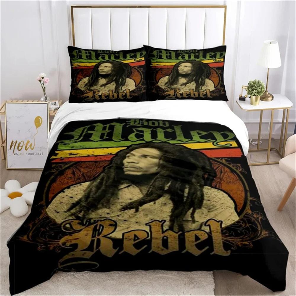 Bob Marley Löwe Ahornblatt Bettwäsche-Set Weiche Deckenbezüge Mit 1/2 Stück Kissenbezügen Für Kinder Erwachsene Mikrofaser Bettdeckenbezug