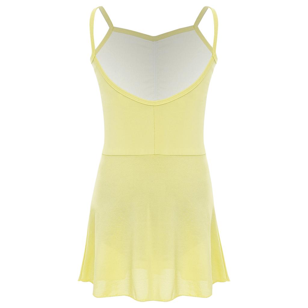 Girls Ballet Dance Dresses Front Ruched Sleeveless Backless Tulle Dress Warm-Up Practice Performance