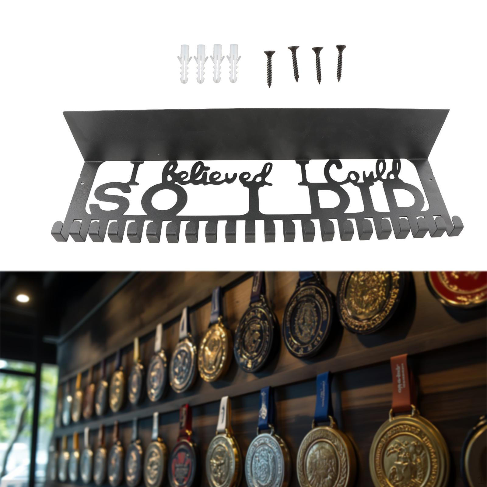 

Держатель для медалей, большая вместимость, настенное крепление из нержавеющей стали, полка для трофеев для баскетбола SO I DID