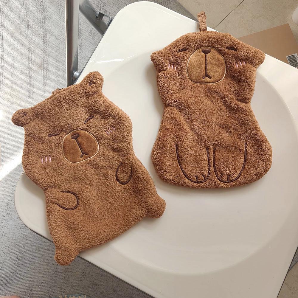 Adorable Capybara Kids' Absorbent Hanging Towel for Bathroom & Kitchen - Perfect Souvenir Gift