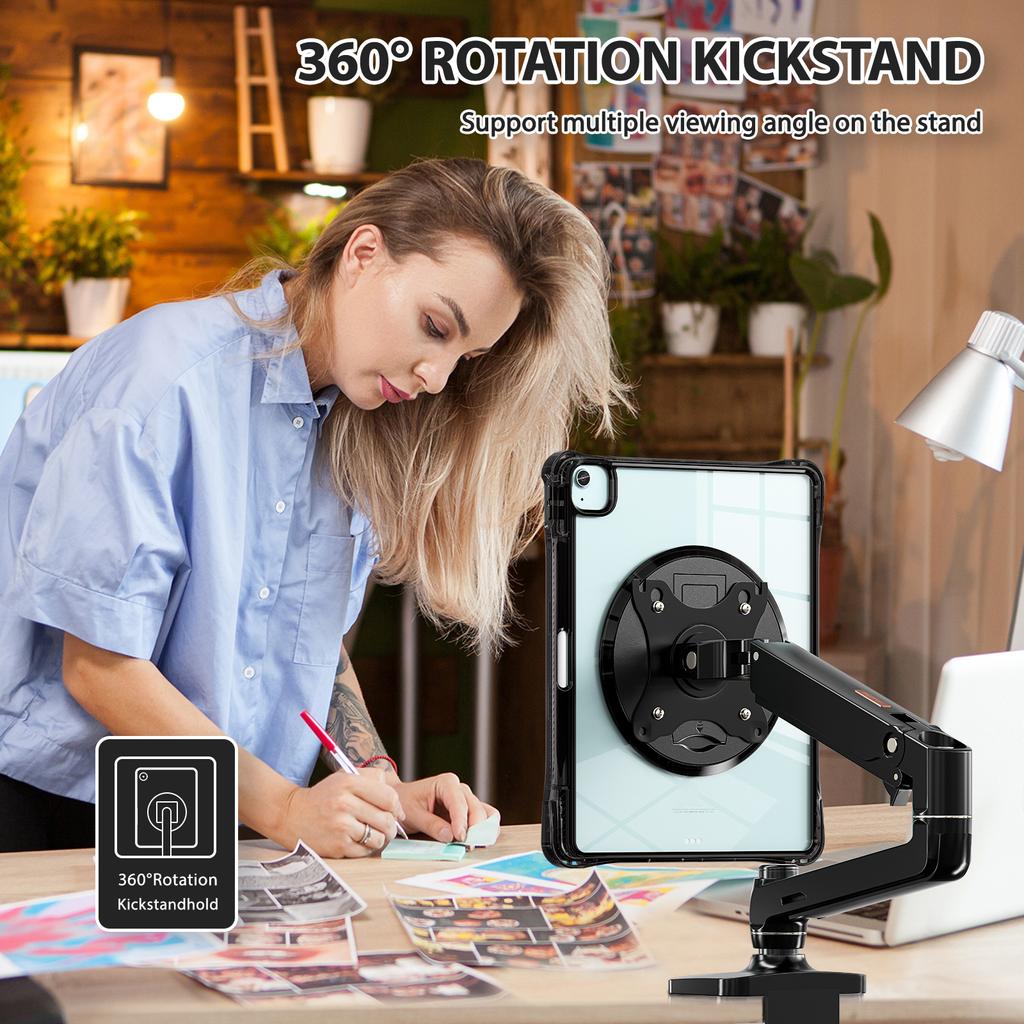 Clear Case for iPad Air 13 (2025)/(2024)/Pro 12.9 (2022)/(2021)/(2020)/(2018) PC+TPU+Acrylic Kickstand Cover