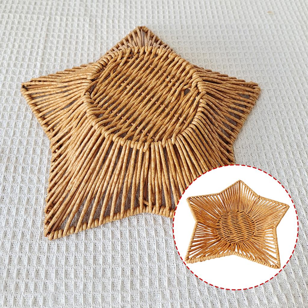 Decorative Imitation Rattan Tray Dining Table Bread Basket Desktop Storage Container for Living Room Or Office Use