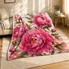 Pink Peony Floral Coral Fleece Blanket