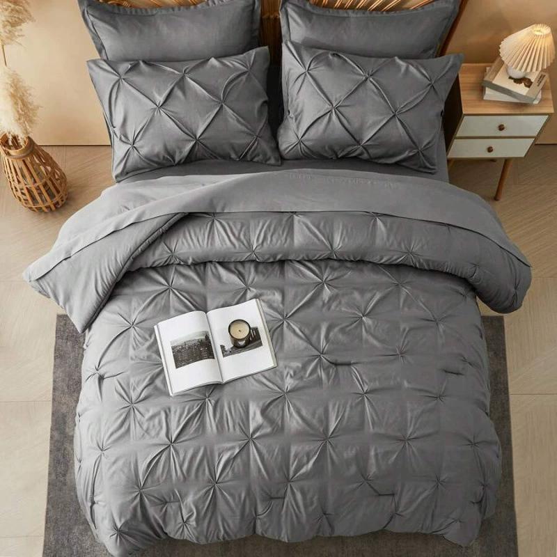 Rope Plain Solid Color Quilt Cover Pillowcase Bedding 3D Comforter Set Bed Sheets Three-piece Set