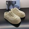 Retro Square Toe Slip-on Half Slippers Women's Summer Outdoor Wear New Platform Height Increasing Beggar Canvas Shoes