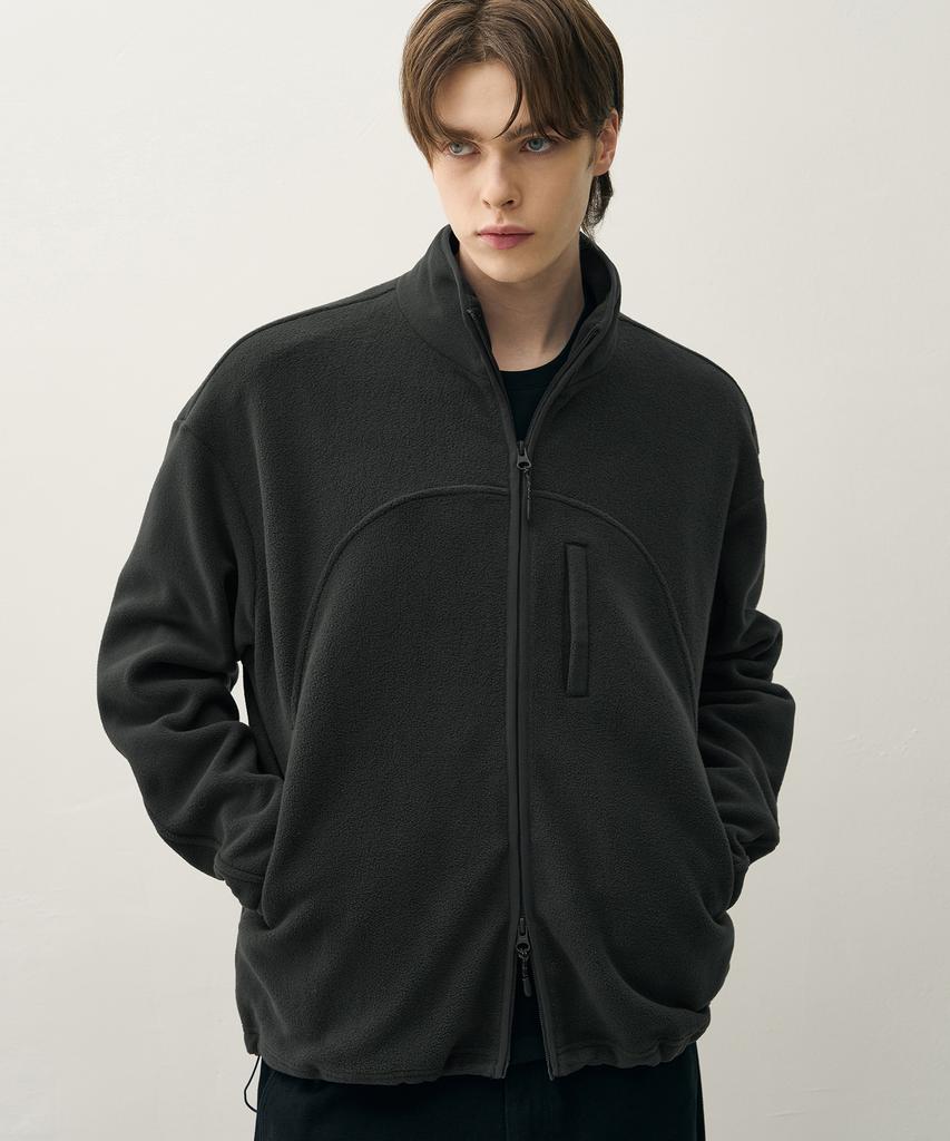 Draw Fit Curved Two-Way Polar Fleece Jacket [Charcoal]