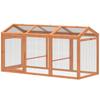 Chicken Coop Free-Range Run with Perch Double Doors, Made of Wood and Metal, for 4 Chickens, 156 x 70.5 x 84 cm Orange