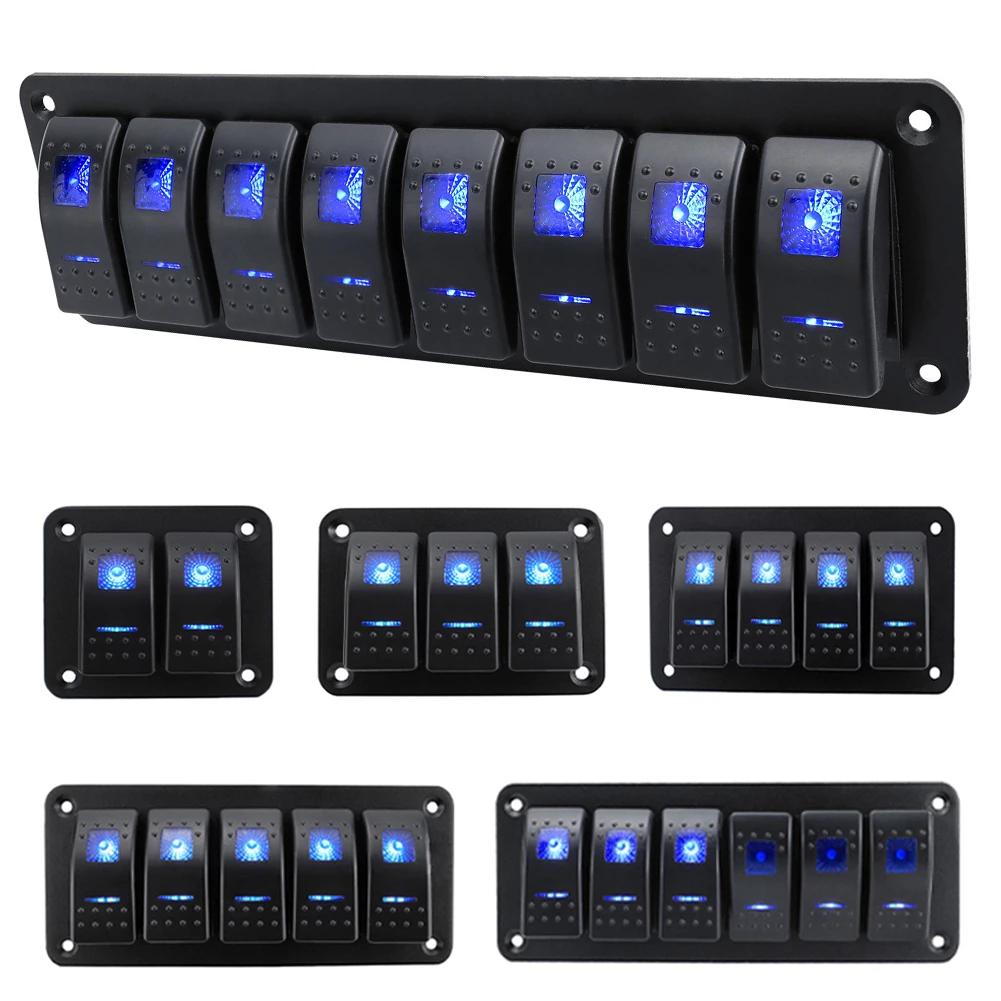 Universal Marine Boat 2/3/4/5/6/ 8 Group Rocker Switch Panel 5-pin Switches for 12V/24V Cars Trailers Red Green Indicator Light