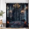 Rideau douche nuit effrayant maison hantée, décor à capuche effrayant, rideau de bain d'Halloween