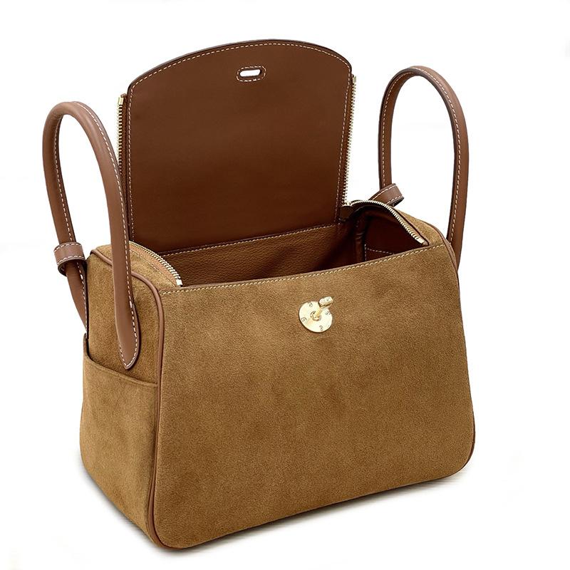 Popular matte cowhide LD bag women's high-end leather handbag commuter shoulder messenger bag