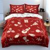 Christmas Snowman Red Prints Bedding Duvet Cover Set Duvet Cover Pillowcases  (1*Duvet Cover 2*Pillowcases, without duvet insert)
