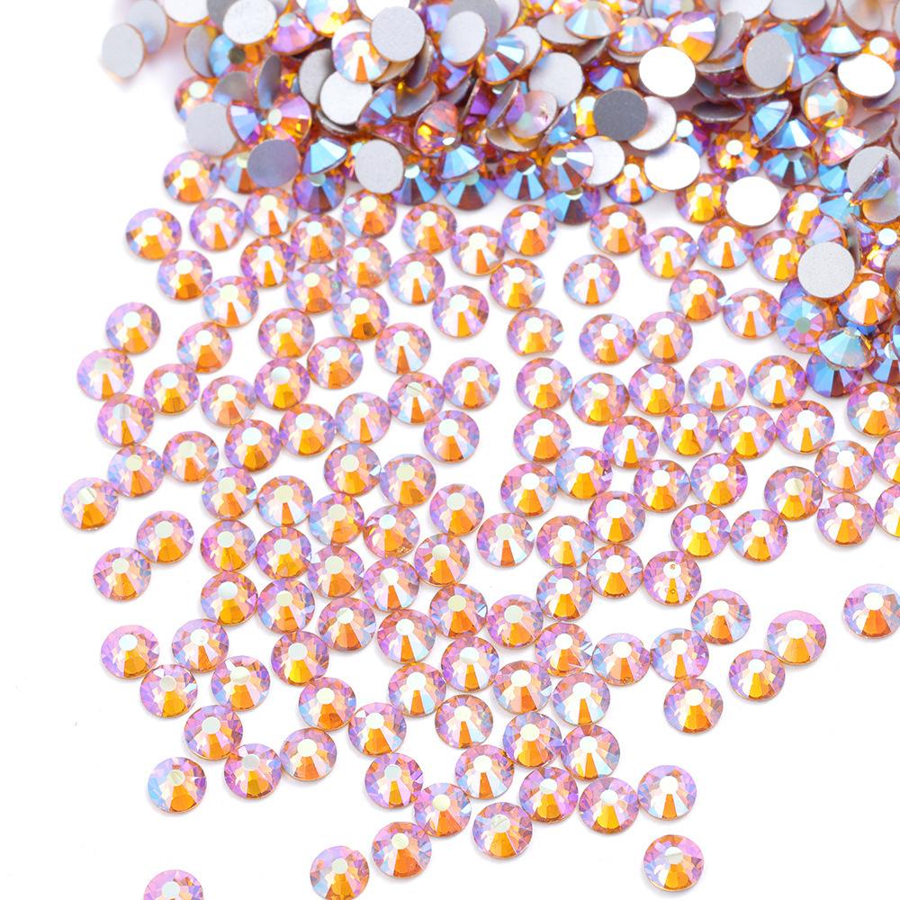 Color Ab Crystal Glass Flat Bottom Drill Round Nail Drill Diy Colorful Nail Jewelry