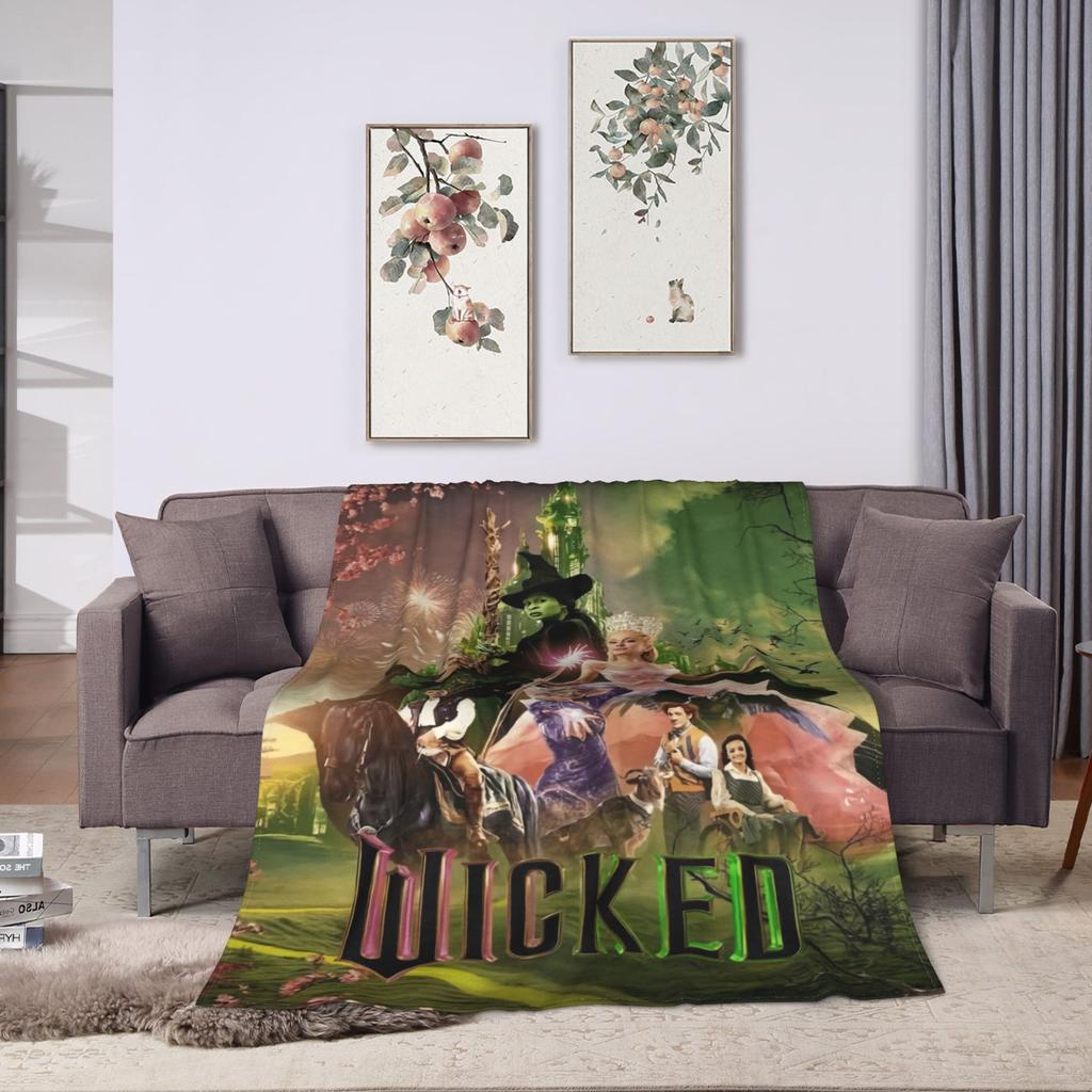 Wicked For Good Glinda and Elphaba Blanket Soft Warm Graphic Plush Throw Blanket For Outdoor Picnic Flannel Bedspread Bed Cover