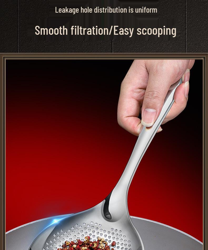 Heavy-Duty 316L Stainless Steel Skimmer Ladle - Large One-Piece Kitchen Strainer Spoon