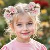 2Pcs Sweet Heart Print Hair Clips Flower Lace Hairpins Cute Pink Barrette For Girls Children Fashion Headdress Hair Accessories