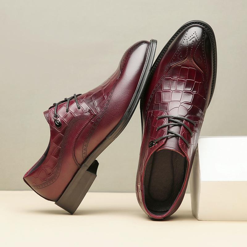 First Layer Cowhide New British Genuine Leather Handmade Carving Brogue Leather Shoes Men's Business Formal Derby Shoes