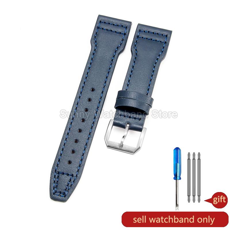 Coffee Black 20 21 22mm for IWC Portofino Le Petit Prince Portugieser Cowhide Watch Band Special Interface Needle Buckle Durable