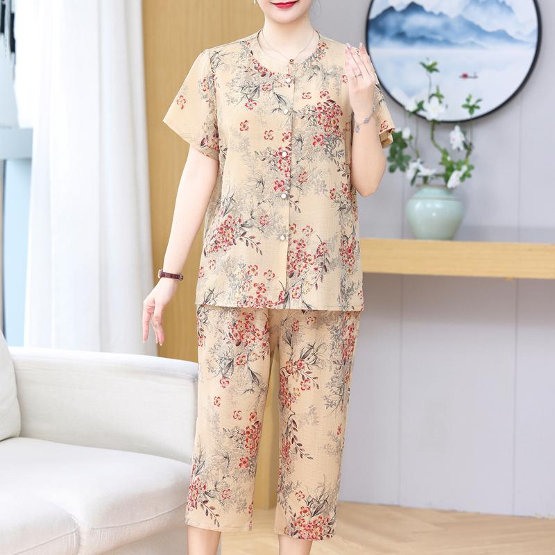 

Элегантные комплекты из 2 предметов для женщин больших размеров, повседневные свободные комплекты со штанами с высокой талией, летняя женская одежда среднего возраста 8XL