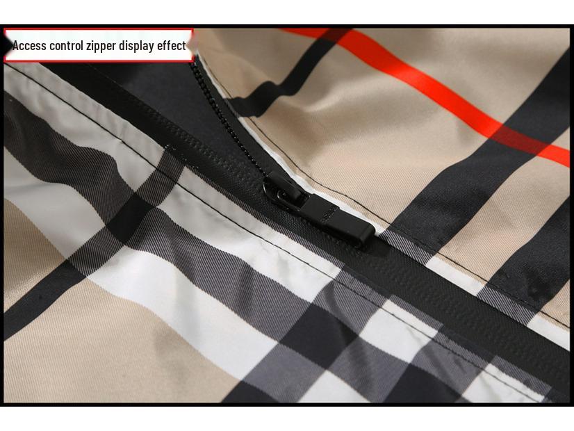 6681 Jarní Nová Pánská Kostkovaná Ležérní Bunda s Kapucí - Dospívající Student Plus Size Trend