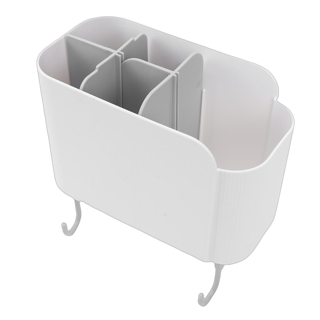 Multifunctional Cooking Utensil Holder Wall Mounted Organizer Box with Detachable Dividers Hooks for Kitchen Bathroom