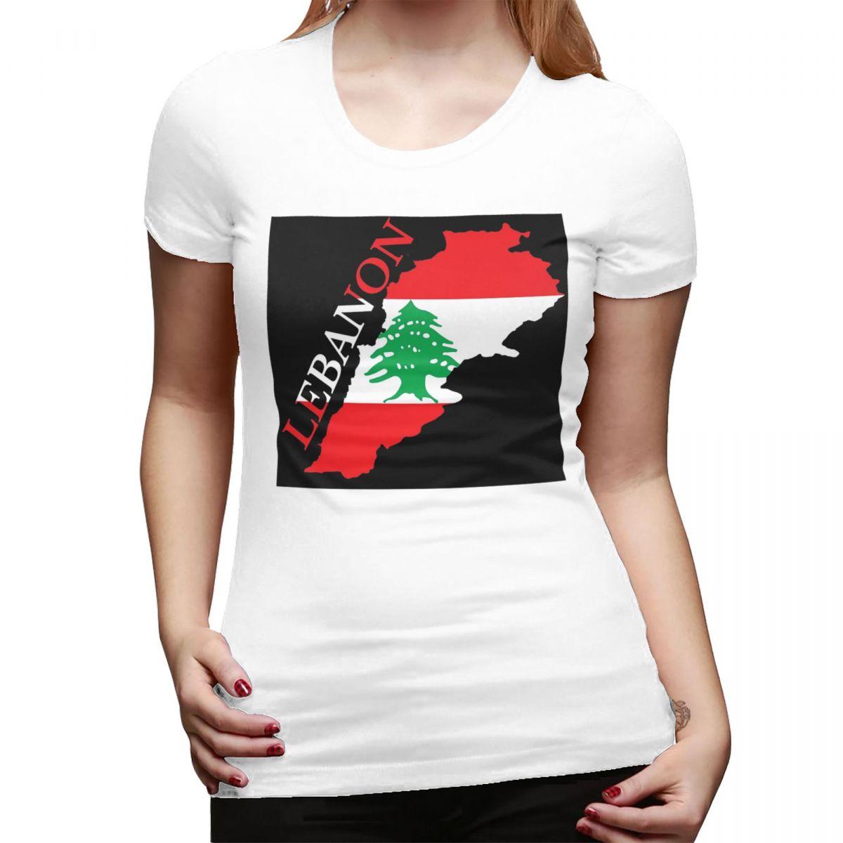 

Lebanon Flag Map TShirt for Women Crew Neck Streetwear T Shirts Womens Short Sleeve Summer Clothes Tops S