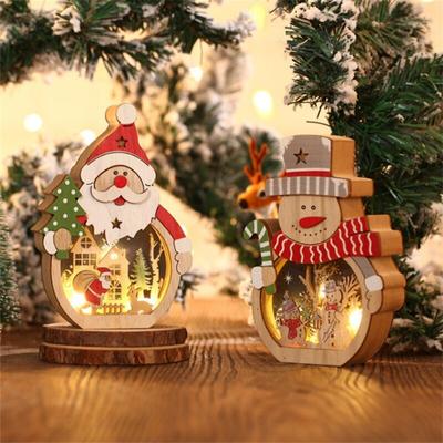 Merry Christmas Gift Wooden Ornaments Wooden Santa Claus Snowman