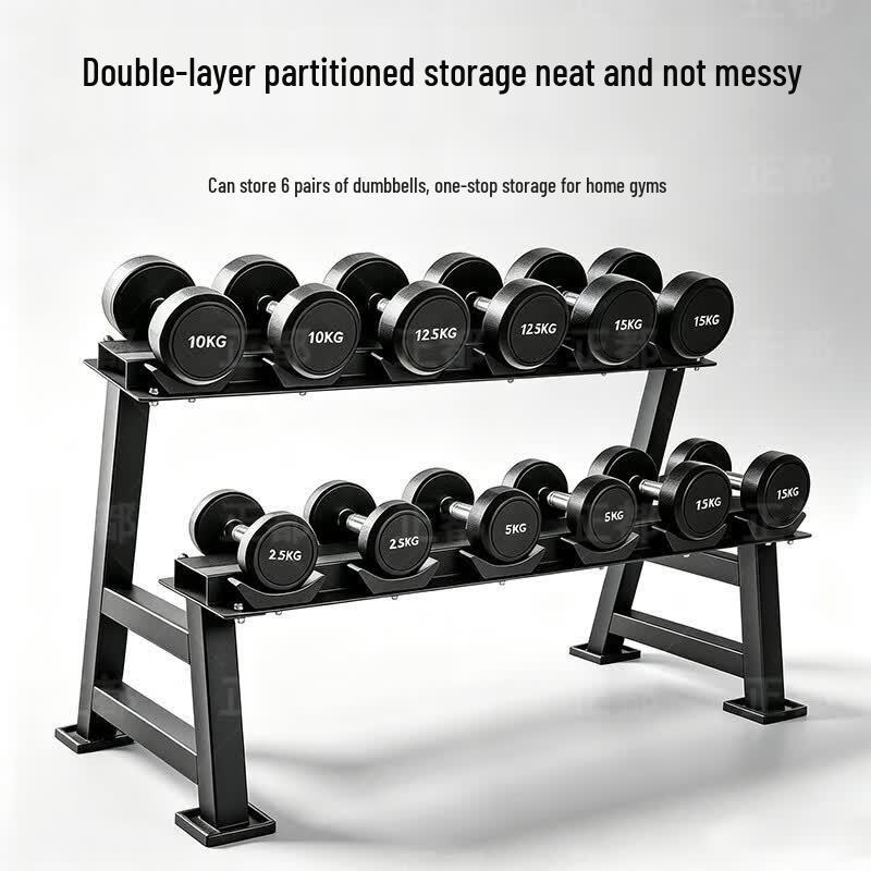 Zhengdu Rubber Coated Dumbbell & Rack Set