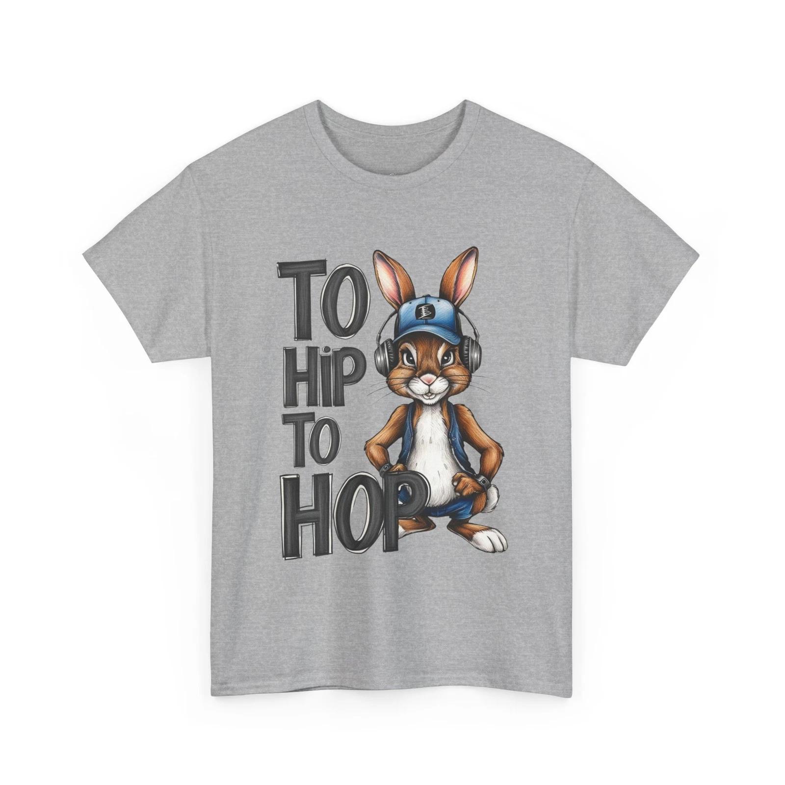 Too Hip to Hop Unisex Tee, Bunny with Cap Headphones Shirt, Cool Easter Top 2XL