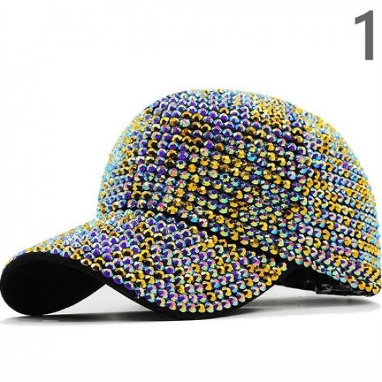 Женская бейсболка для улицы со стразами, солнцезащитная шляпа, блестящая, хип-хоп, для танцев, хип-хоп, клубная 1