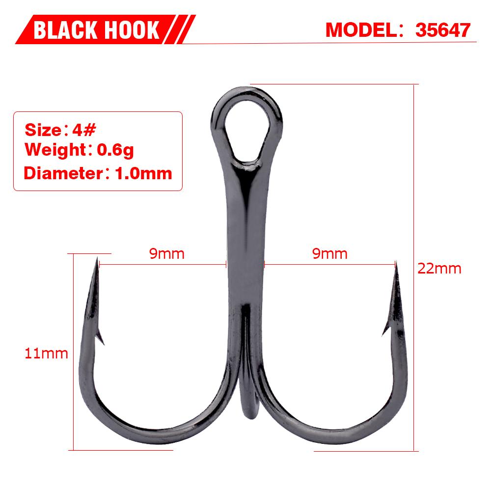 1000pcs/set Fishing Hooks 2/4/6/8/10# High Carbon Steel Treble Hook Set Fishing Tackle Fishing Equipment Soft Lure Holder Pesca