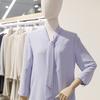 V-Neck Ruffle Tie Blouse with Forest Pattern (SB4LS38)