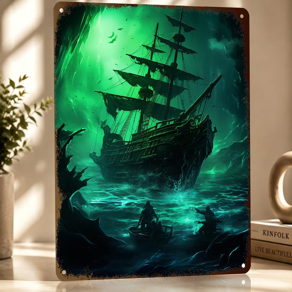 Fantasy Pirate Ship Poster Retro D Printed Metal Signs Customized Wall Hanging Gift for Luxury Decoration Home Decorations Room