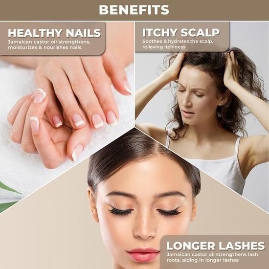 Ulei de Ricin Negru Jamaican Organic - 100% Pur, Presat la Rece, Nerafinat - Cel Mai Bun pentru Păr, Piele, Sprâncene & Gene - Ajută la Păr Mai Gros, Mai Puternic